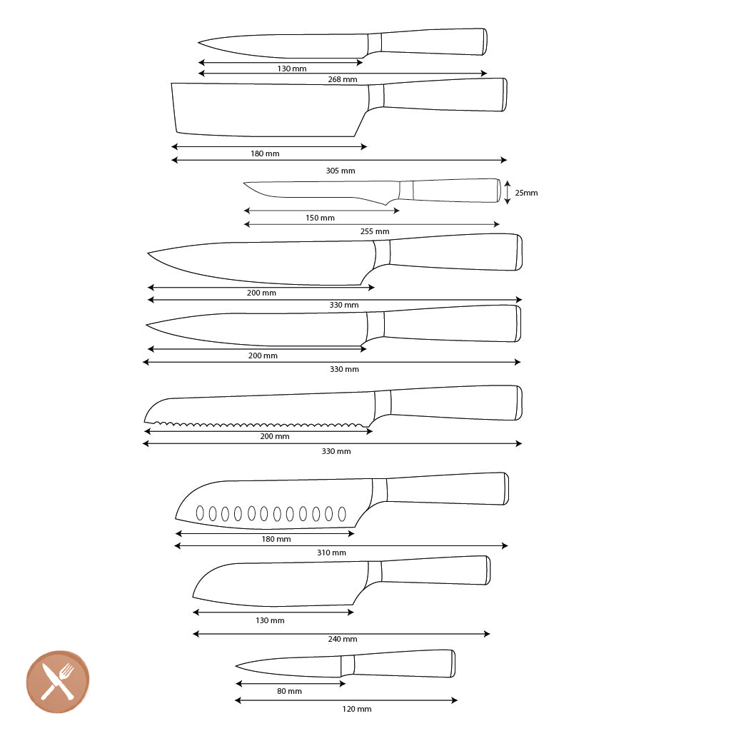 Époxy Onyx imprimé Damas japonais - Ensemble de couteaux 9 pièces