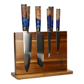 Shinrai Japan - Ensemble de couteaux Damas 6 pièces Epoxy Sapphire + bloc de couteaux magnétique Bezig met laden...