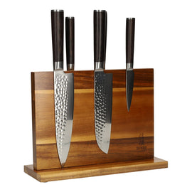 Shinrai Japan - Ensemble de couteaux 5 pièces Hammered Damask BR + bloc de couteaux magnétique Bezig met laden...