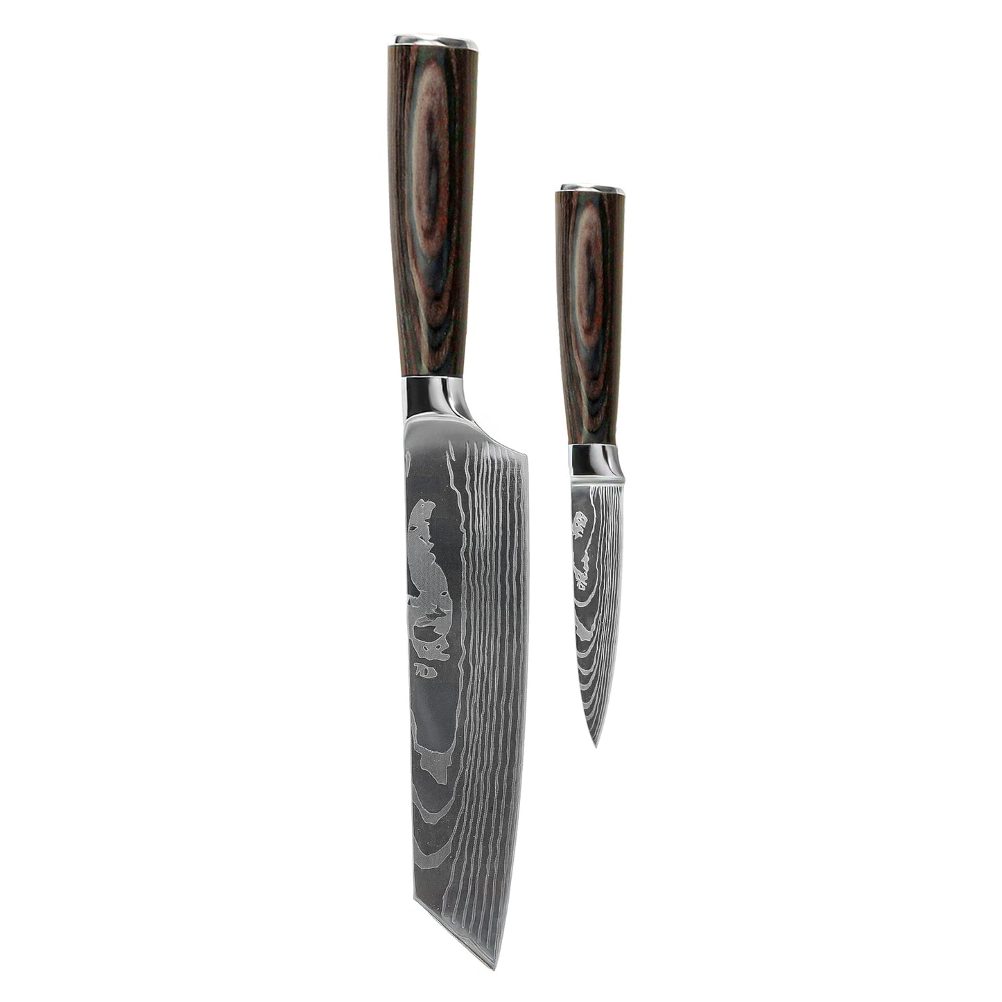 Shinrai Knives - Damascus Print 2-delige Messenset - Kiritsuke + Schilmes Messenset Shinrai Knives