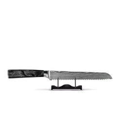 Impression Damas Japonais Epoxy Onyx - Couteau à Pain 20 cm Shinrai Knives - Damascus Print Epoxy Onyx 4-delige Messenset - Koksmes + Broodmes + Nakiri + Schilmes Messenset Shinrai Knives