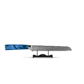 Saphir Époxy Imprimé Damas Japonais - Couteau à Pain 20 cm Shinrai Knives - Damascus Print Epoxy Sapphire Broodmes 20 cm Broodmes Shinrai Knives