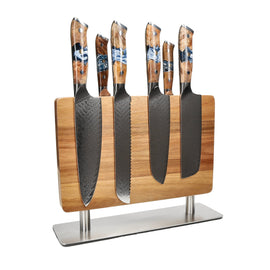 Shinrai Knives - Ensemble de 6 couteaux Eclipse + bloc à couteaux perforateur Shinrai Knives - Eclipse 6-delige Messenset + Messenblok Stans Messenset met blok Shinrai Knives