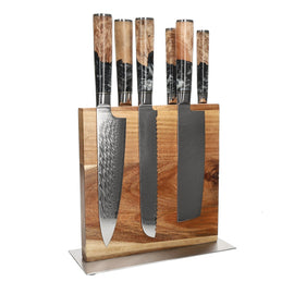 Couteaux Shinrai - Ensemble de 6 couteaux en époxy onyx + bloc à couteaux double face Cito Shinrai Knives - Epoxy Onyx 6-delige Messenset + Messenblok Cito dubbelzijdig Messenset met blok Shinrai Knives