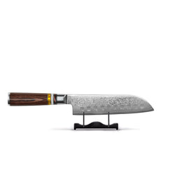 Micarta Jewels Damas Santoku 18 cm Shinrai Knives - Micarta Jewels 3-delige Messenset - Koksmes + Nakiri + Santoku Messenset Shinrai Knives