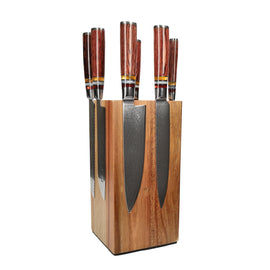 Shinrai Knives - Ensemble de 7 couteaux Micarta Jewels + bloc à couteaux rotatif Shinrai Knives - Micarta Jewels 7-delige Messenset + Messenblok Rotate Messenset met blok Shinrai Knives