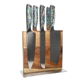 Couteaux Shinrai - Coffret de 5 couteaux en nacre + bloc à couteaux double face Cito Shinrai Knives - Parelmoer Jewels 5-delige Messenset + Messenblok Cito dubbelzijdig Messenset met blok Shinrai Knives