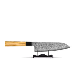 Shinrai Japon - Couteau Santoku Takumi Kaza Damas 18 cm Shinrai Knives - Takumi Kaza 5-delige Damascus Messenset - Koksmes + Broodmes + Nakiri + Santoku + Schilmes Messenset Shinrai Knives