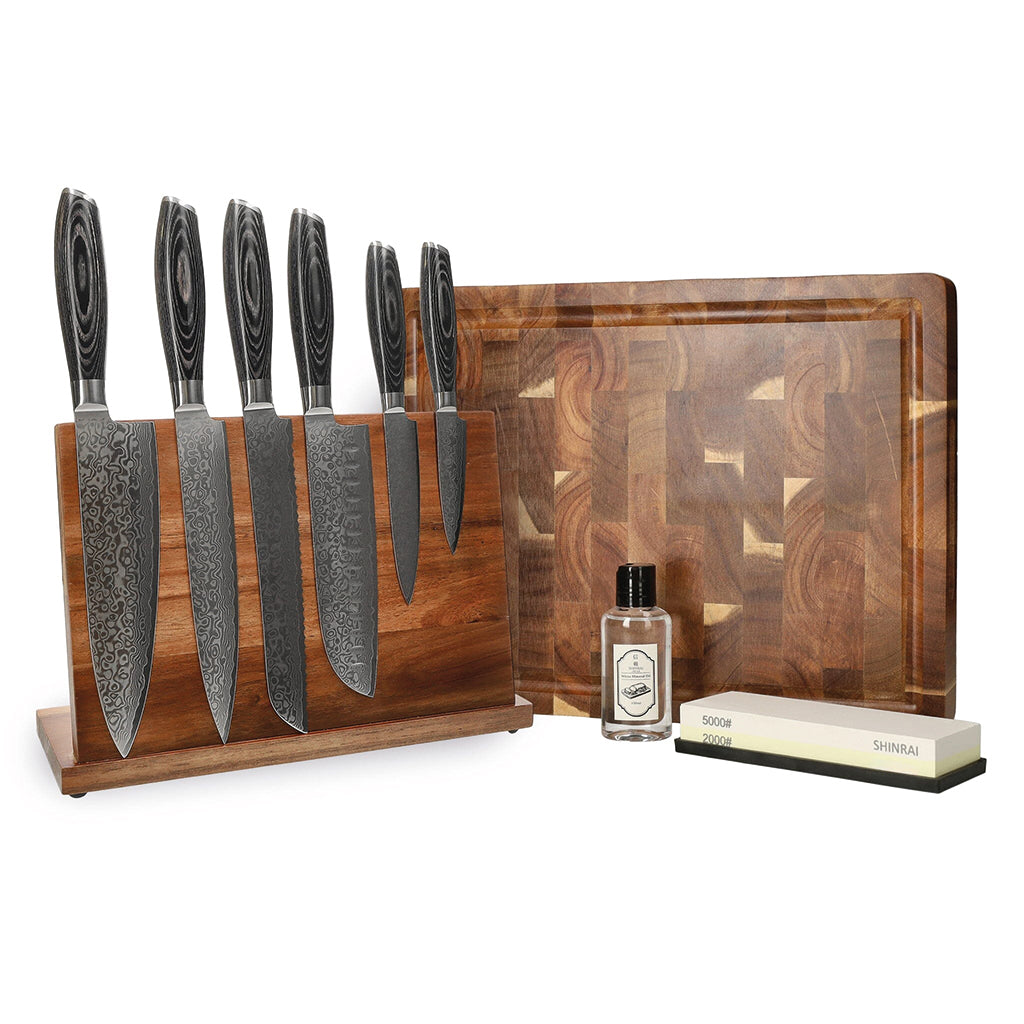 Couteaux Shinrai - Damast Pakka Wood Mega Bundle - Tout ce dont vous avez besoin