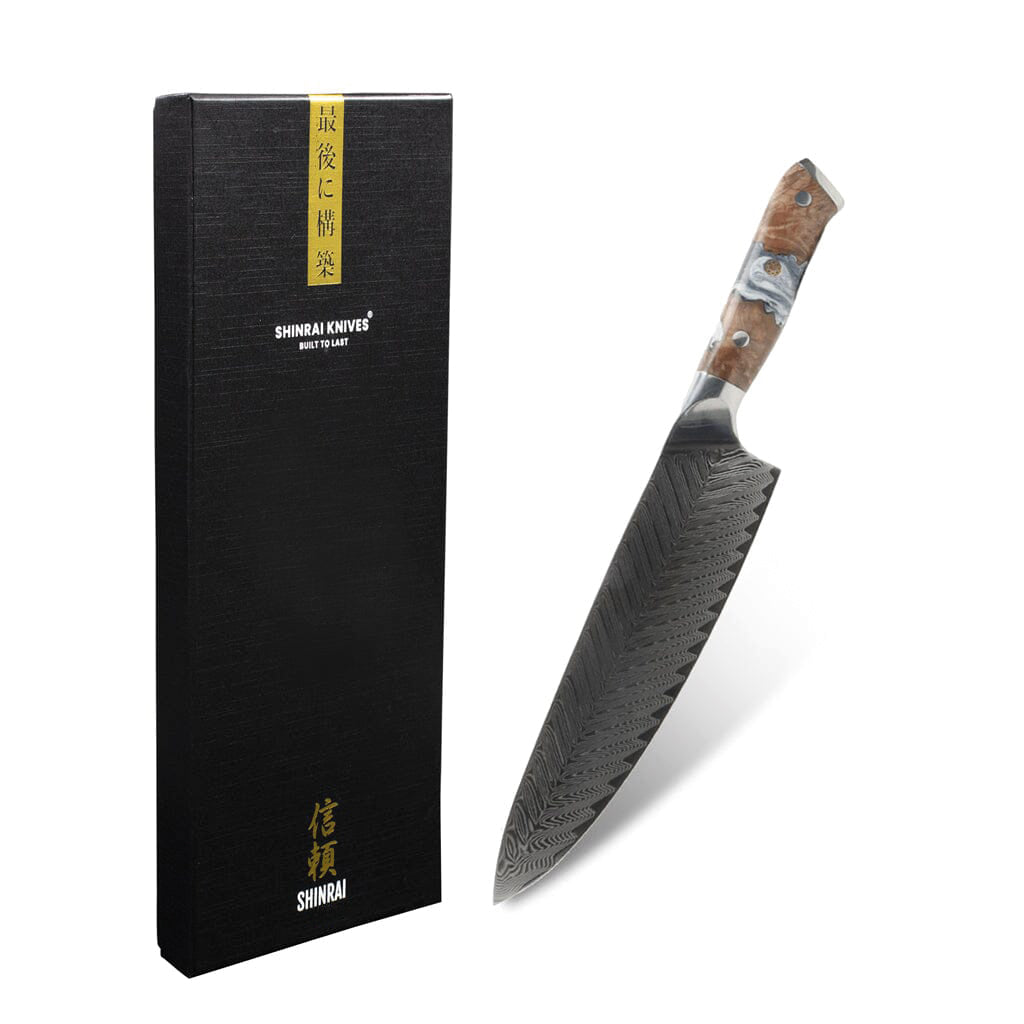 Shinrai Knives - Couteau de chef Damas série Eclipse 20 cm