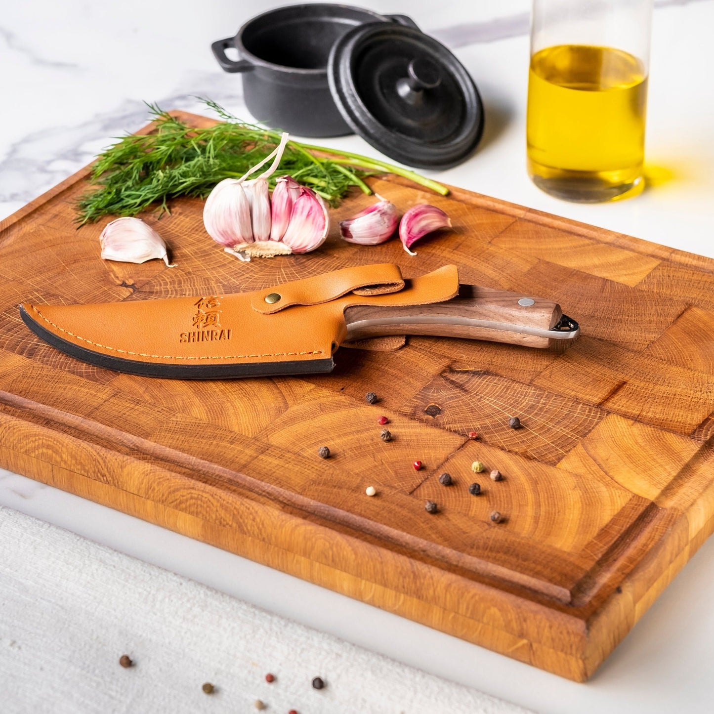 Série Gladiator en acier inoxydable - Couteau de chef universel avec étui - Marron