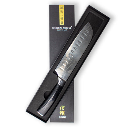 Époxy Onyx Imprimé Damas Japonais - Couteau Santoku (18cm)