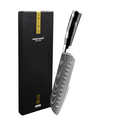 Époxy Onyx Imprimé Damas Japonais - Couteau Santoku (18cm)