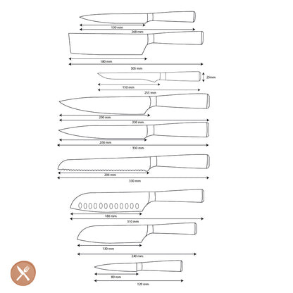 Époxy Onyx imprimé Damas japonais - Ensemble de couteaux 9 pièces