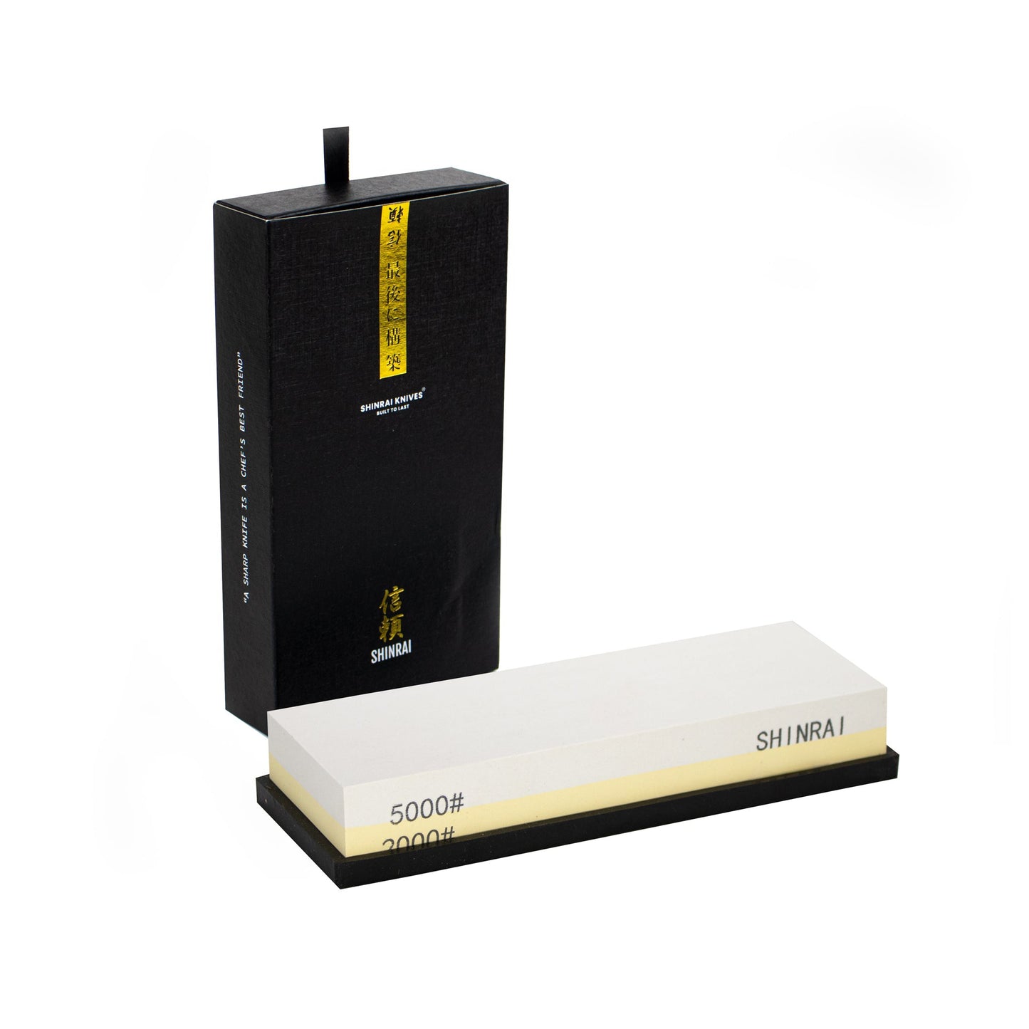 Shinrai Japan - Ensemble de couteaux 3 pièces Epoxy Sapphire + pierre à aiguiser + support magnétique + planche à découper