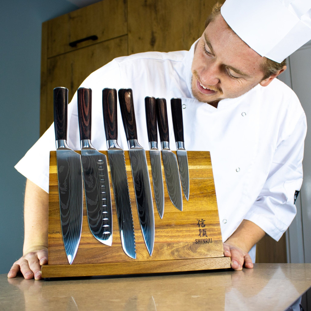 Shinrai Knives - Damascus Print set de couteaux 7 pièces 