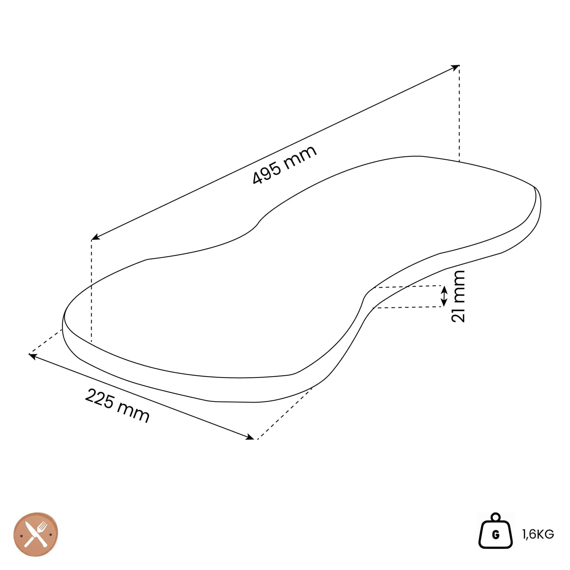 Oval - Olijfhouten Borrelplank 45 t/m 50 cm Oval Kitchenware 