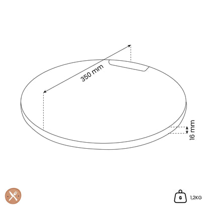 Oval - Pure Rose Wood Serveerplank rond 1 metalen handvat Ø 35 cm Oval Kitchenware 