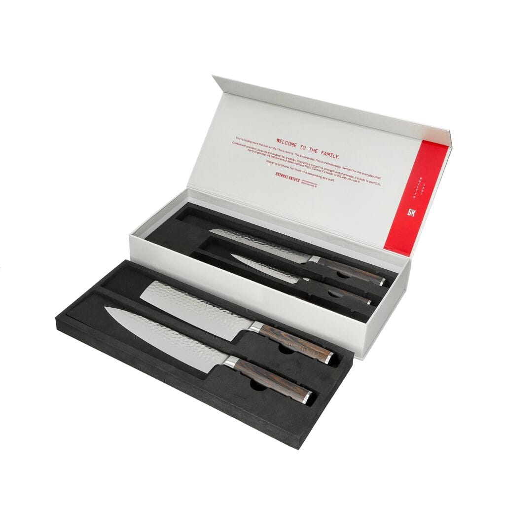 Shinrai Knives - Hammered Damast BR 5-Delige Messenset Messenset Shinrai Knives 