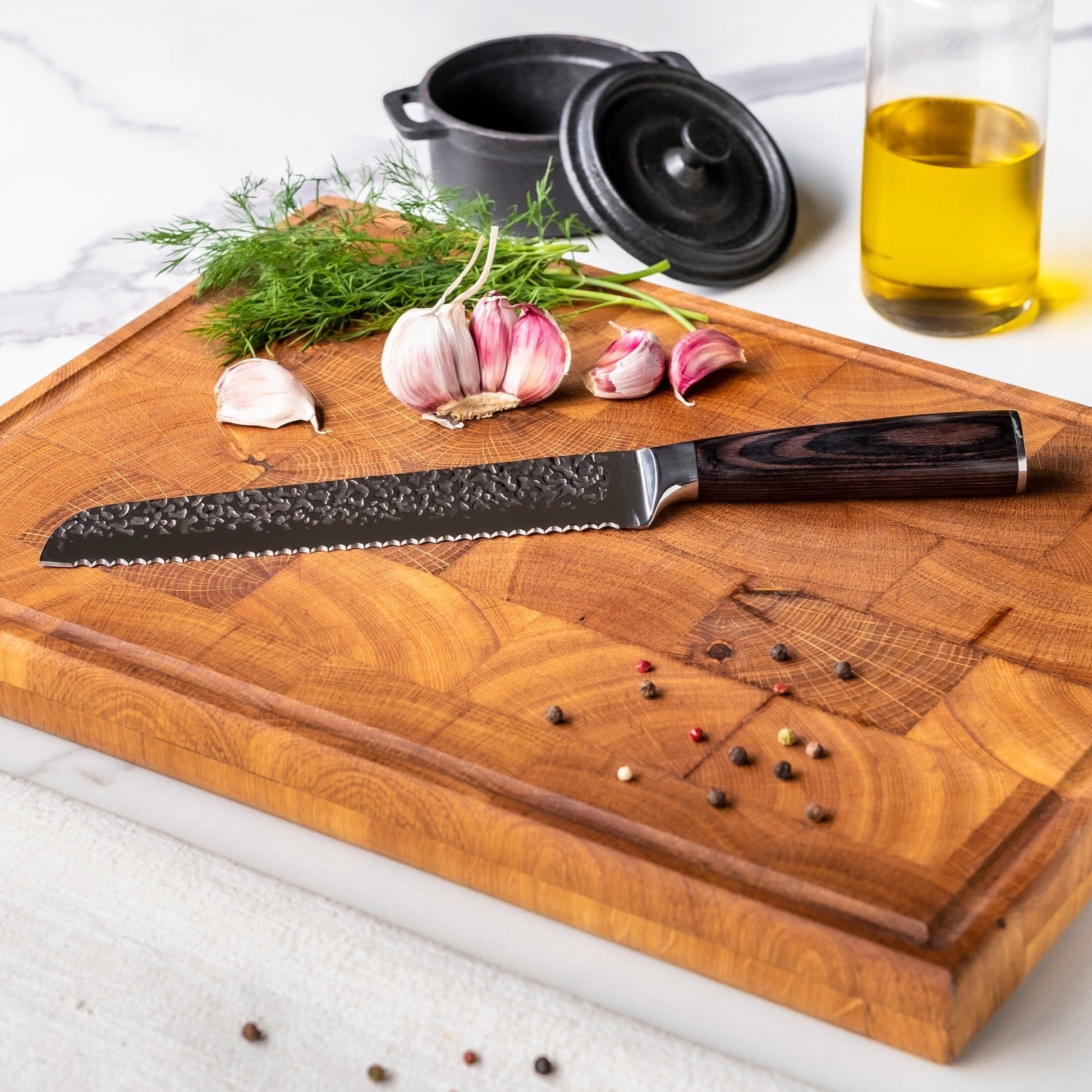 Shinrai Knives - Hammered RVS 3-delige Messenset - Koksmes + Broodmes + Schilmes Messenset Shinrai Knives 