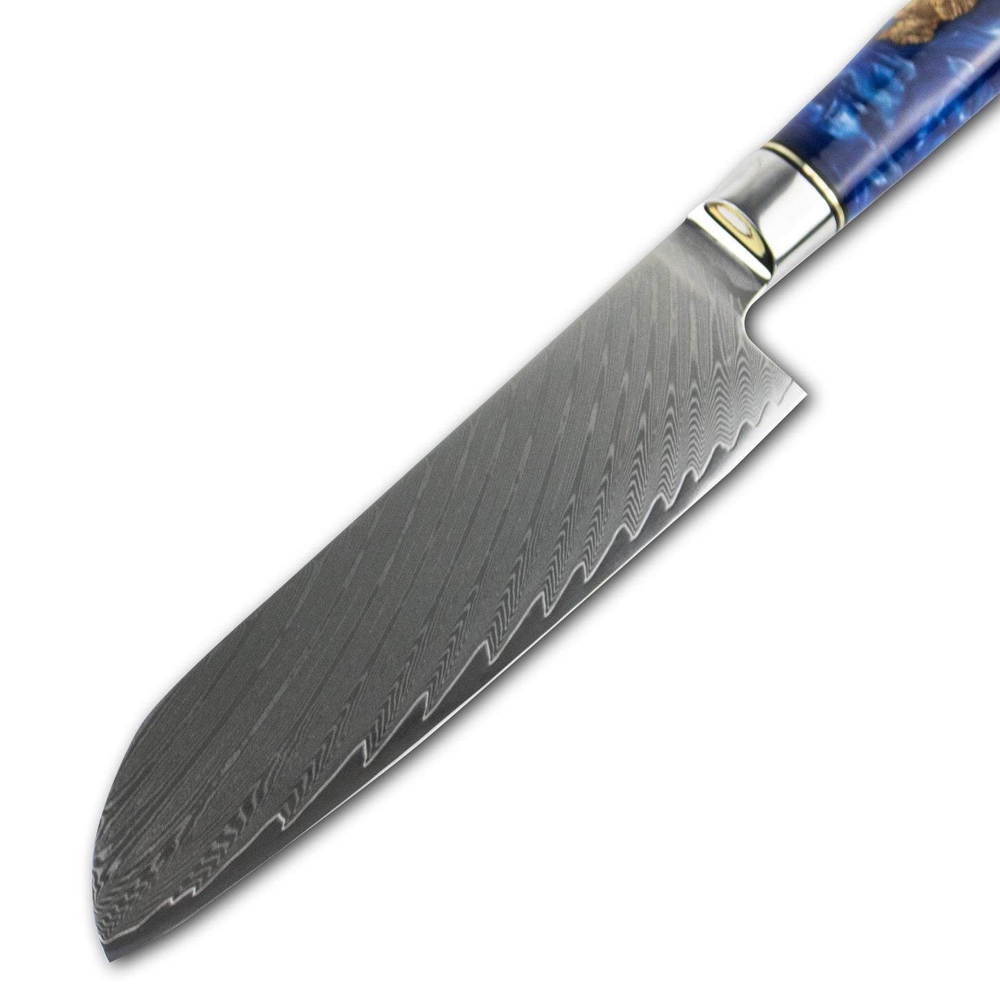 Epoxy Sapphire Damascus Santoku 18 cm Shinrai Japan 