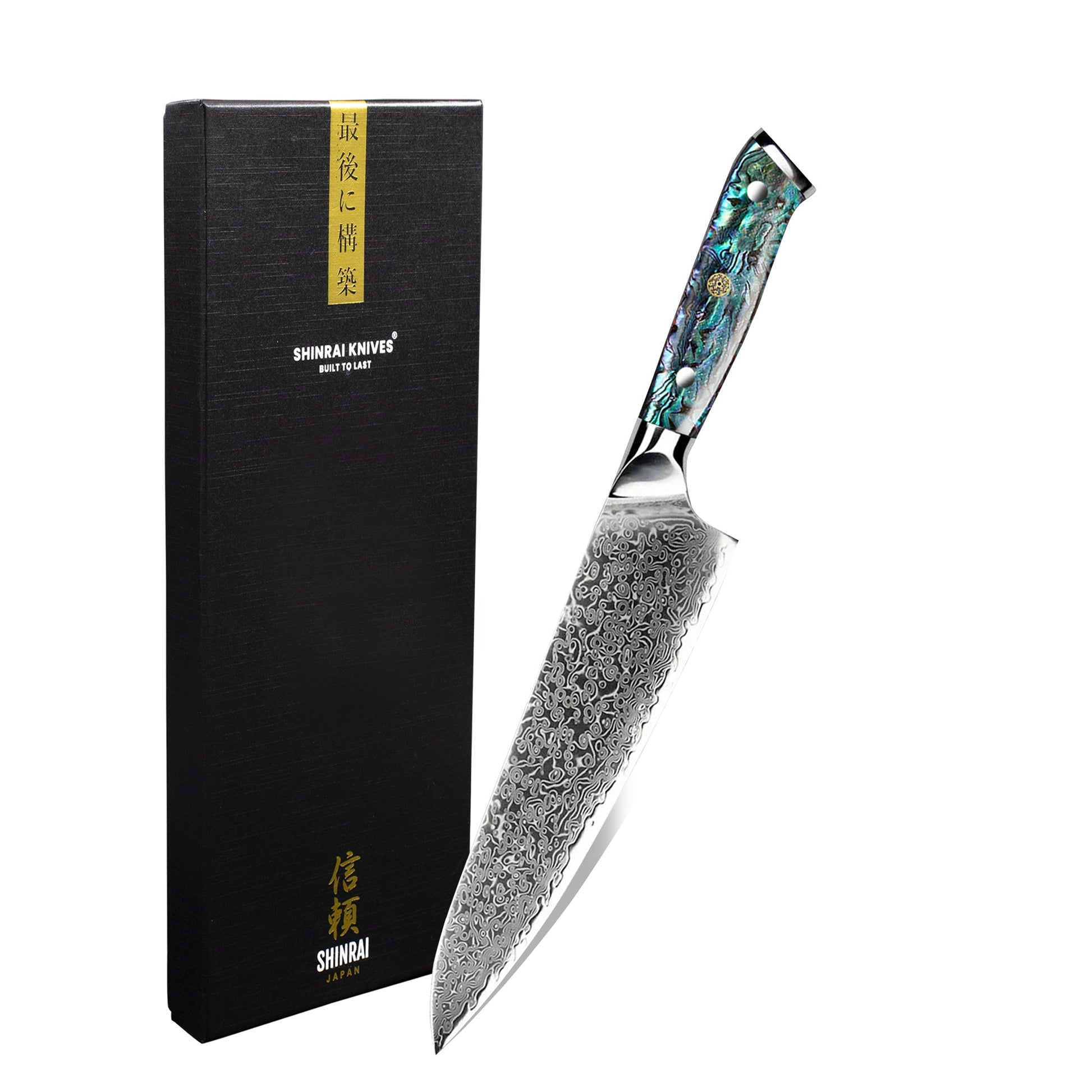 Parelmoer Jewels Damascus Koksmes 20 cm Shinrai Japan 