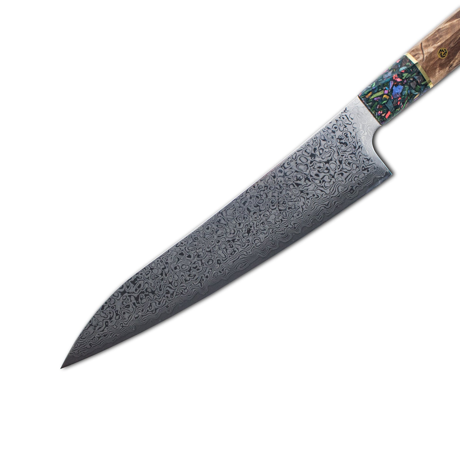 Sapphire Epoxy Jewels - Damascus Koksmes 23 cm - Special Edition Shinrai Japan 